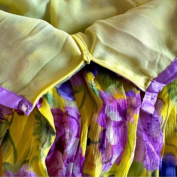 WD.NY Womens Pleated Silk Skirt Sz 6 Floral Lined Y2K Easter Flowy Coquette Girl - Picture 4 of 8